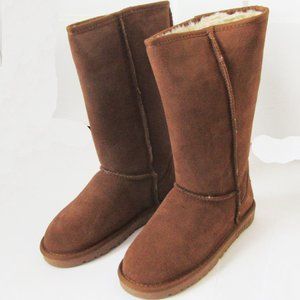 Women TPR Sole Winter Medium Boots Suede Upper in BROWN SZ4